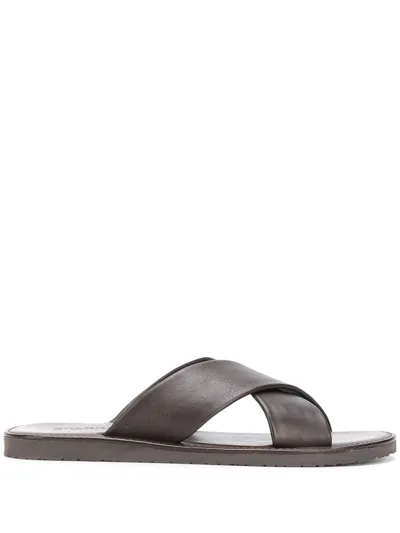 Scarosso Adriano Strap Sandals In Brown Calf