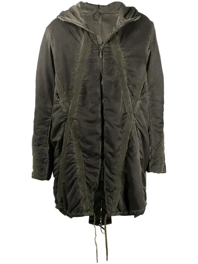 Masnada Cross-panel Hooded Parka In Green