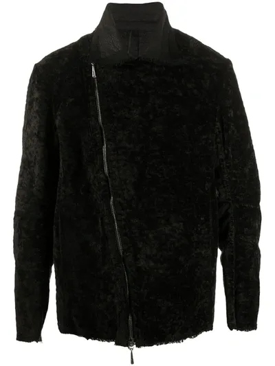 Masnada Faux Fur Biker Jacket In Black