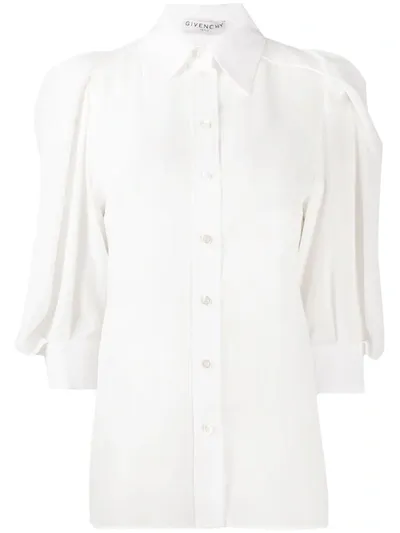 Givenchy Balloon Sleeve Silk Georgette Blouse In 130 - Off White