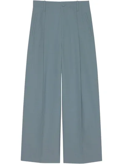 Gucci Wool Blend Wide-leg Trousers In Blue