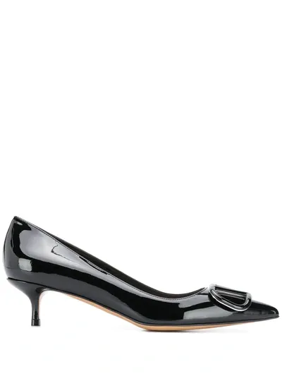 Valentino Garavani Black Vlogo Pointed Pumps