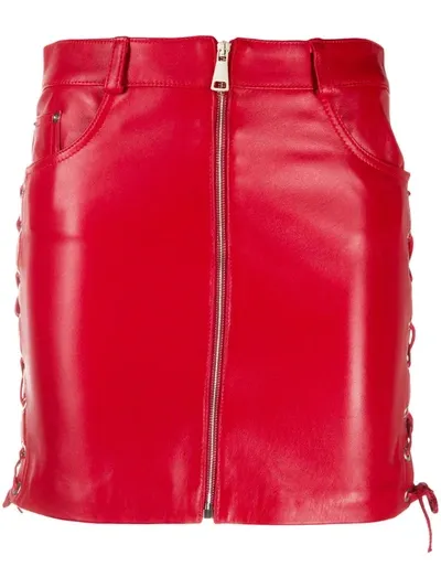 Manokhi Daisy Zipped Mini Skirt In Red