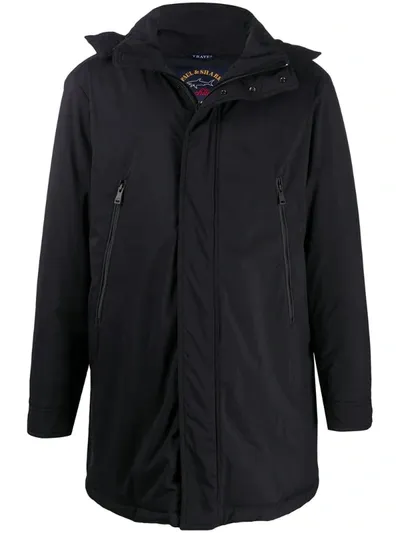 Paul & Shark Zip-up Hood Raincoat In Black