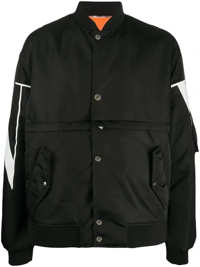 Valentino Macro Vltn Bomber Jacket In Nero Bianco