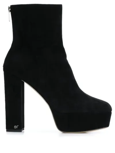 Sergio Rossi Square Platform Boots In Black