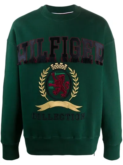 Tommy Hilfiger Crest Embroidery Organic Cotton Sweatshirt In Green