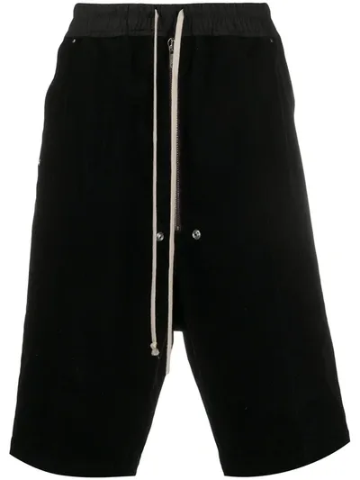 Rick Owens Drawstring Drop-crotch Shorts In Black