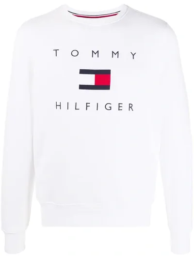 Tommy Hilfiger Logo Print Sweatshirt In White