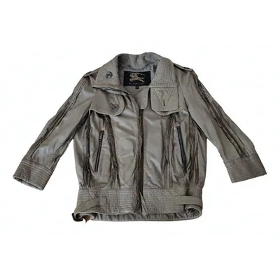 Pre-owned Burberry Leather Jacket In Brown