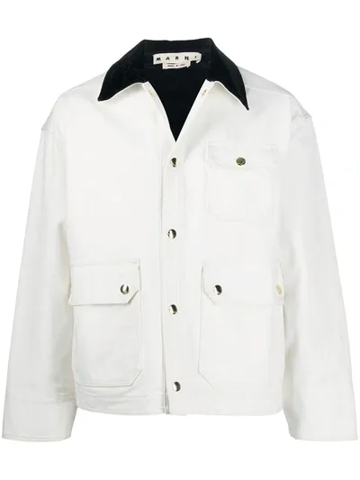 Marni Contrast Collar Jacket In White