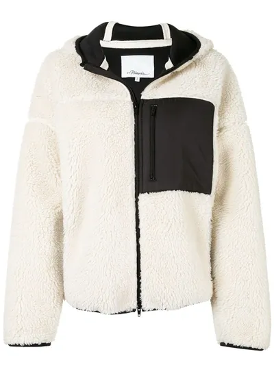 3.1 Phillip Lim Off-white Sherpa Bonded Sporty Jacket In Ivory