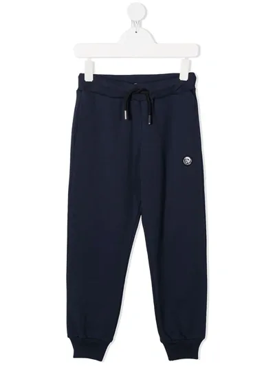 Diesel Kids' Logo Patch Fleece Track Pants In Blue