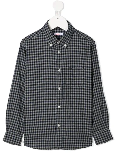 Sun 68 Kids' Check Button-down Shirt In Green