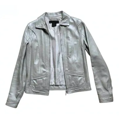 Pre-owned Louis Vuitton Leather Biker Jacket In Silver