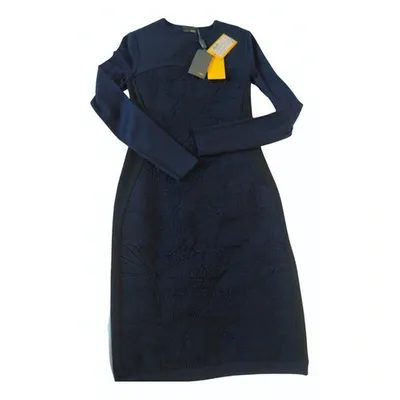 Pre-owned Fendi Wool Mid-length Dress In Blue