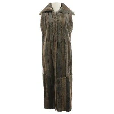 Pre-owned Fendi Faux Fur Coat In Brown