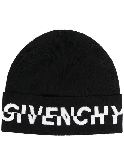 Givenchy Split-logo Wool Beanie In Schwarz