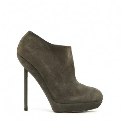 Pre-owned Saint Laurent Ankle Boots In Grey