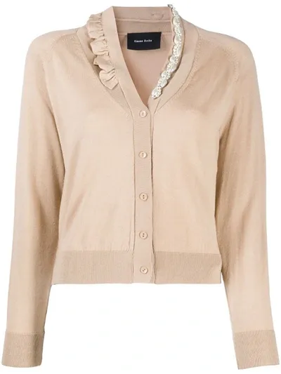 Simone Rocha Embellished V-neck Cardigan In Neutrals