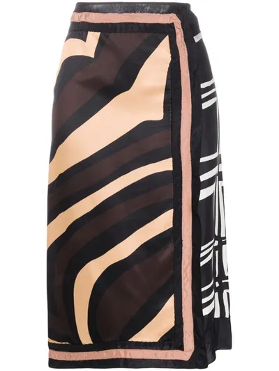 Marni Geometric Print Wrap Skirt In Sand Storm