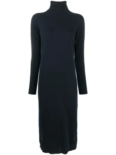 Gentry Portofino Fine Knit Roll Neck Dress In Blue