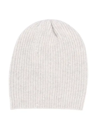 Brunello Cucinelli Kids' Ribbed Knit Beanie In Grey