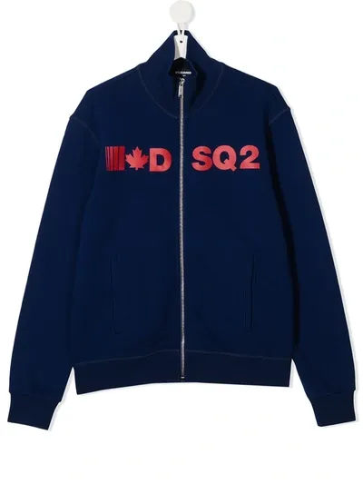 Dsquared2 Teen Logo-print Bomber Jacket In Blue