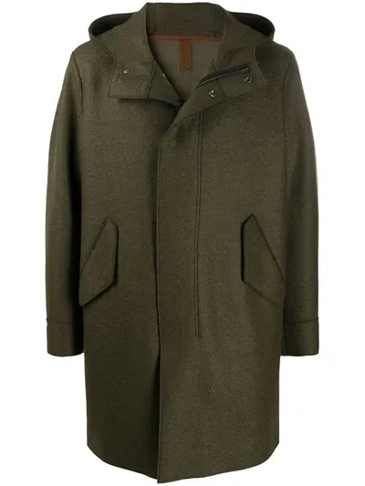 Harris Wharf London Hooded Wool Coat In Green