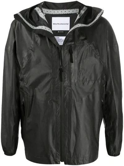 White Mountaineering Hooded Zip-up Jacket In Black