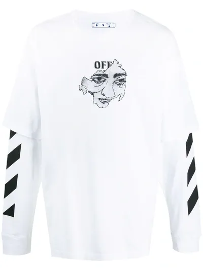 Off-white Layered Graphic-print Sweatshirt In White