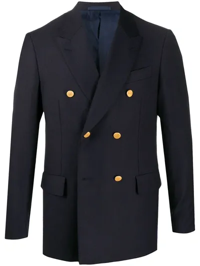 Caruso Double-breasted Blazer In Blue