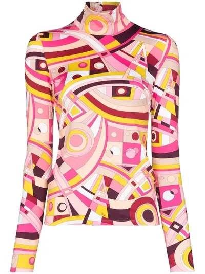 Emilio Pucci X Browns 50 Astronauti Print Turtleneck Top In Pink