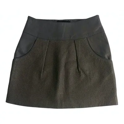 Pre-owned Philipp Plein Leather Mini Skirt In Beige