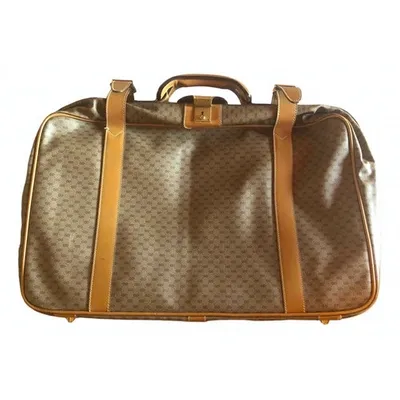 Pre-owned Gucci Cloth Travel Bag In Camel