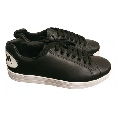 Pre-owned Prada Leather Low Trainers In Black