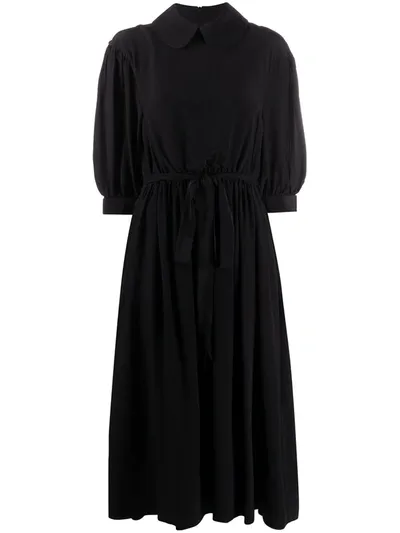 Simone Rocha Rounded-collar Tied Waist Dress In Black