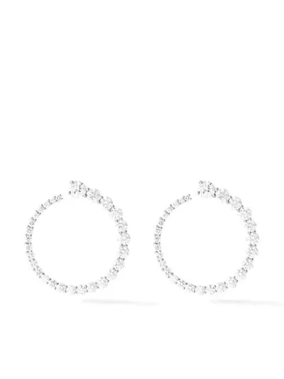 Melissa Kaye 18kt White Gold And Diamond Aria Hoop Earrings In Silver