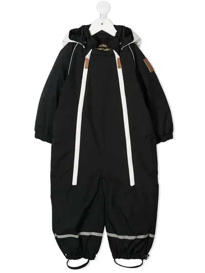 Mini Rodini Baby Alaska Panda Snowsuit In 黑色