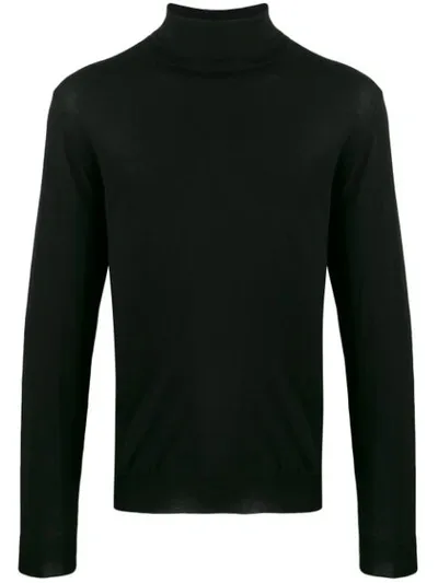 Falke Extra Fine Wool Knit Turtleneck Sweater In Black