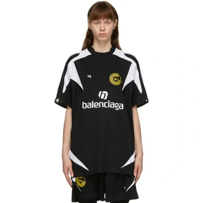 Balenciaga Oversized Logo Mesh Football T-shirt In 1070 Black