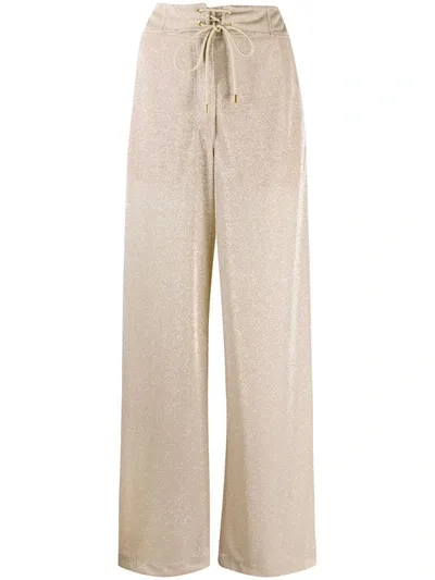 Lanvin Glitter Drawstring Palazzo Trousers In Neutrals