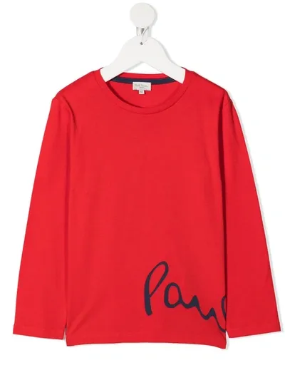 Paul Smith Junior Teen Oberteil Mit Logo-print In Red