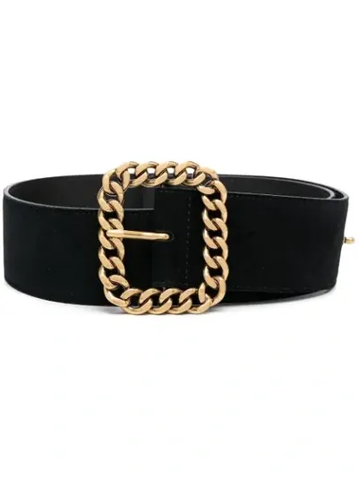 Saint Laurent St Sulpice Square Chain-buckle Belt In Black