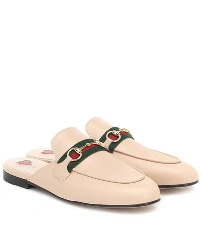 Gucci Princetown Leather Slippers In Skin Rose