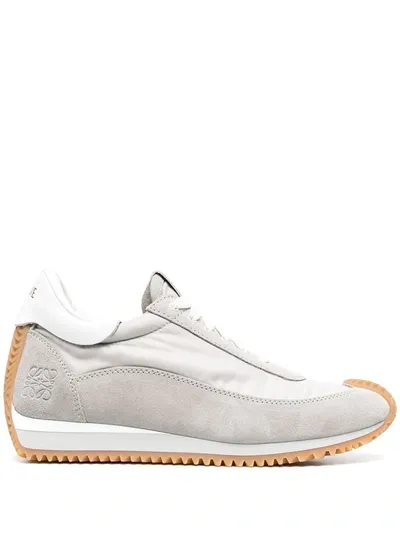 Loewe Dune Anagram-debossed Shell And Suede Trainers In Light Grey