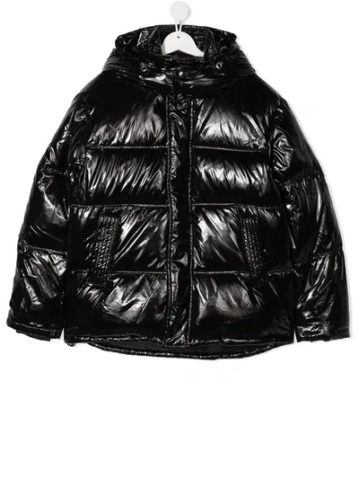 Diesel Teen Shiny Puffer Jacket In Black