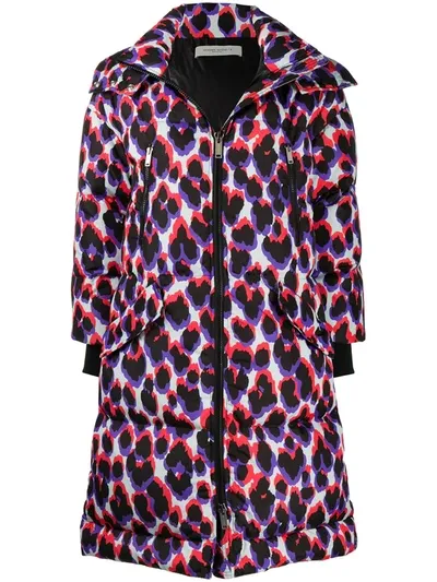 Golden Goose Leopard Print Padded Coat In Black