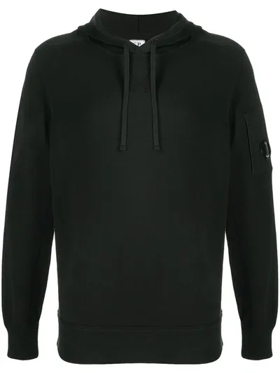 C.p. Company Drawstring Fitted Hoodie In Black