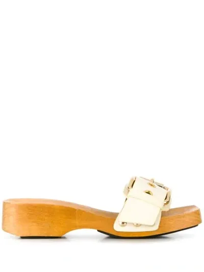 Marni White Leather Sandals In Orange